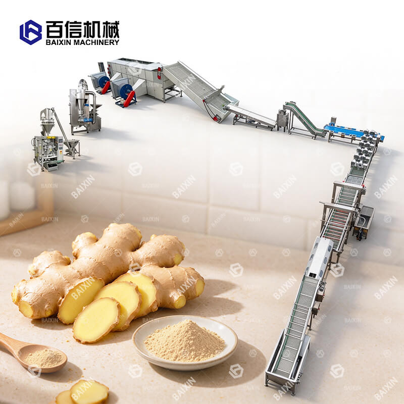 Large output ginger powder processing line